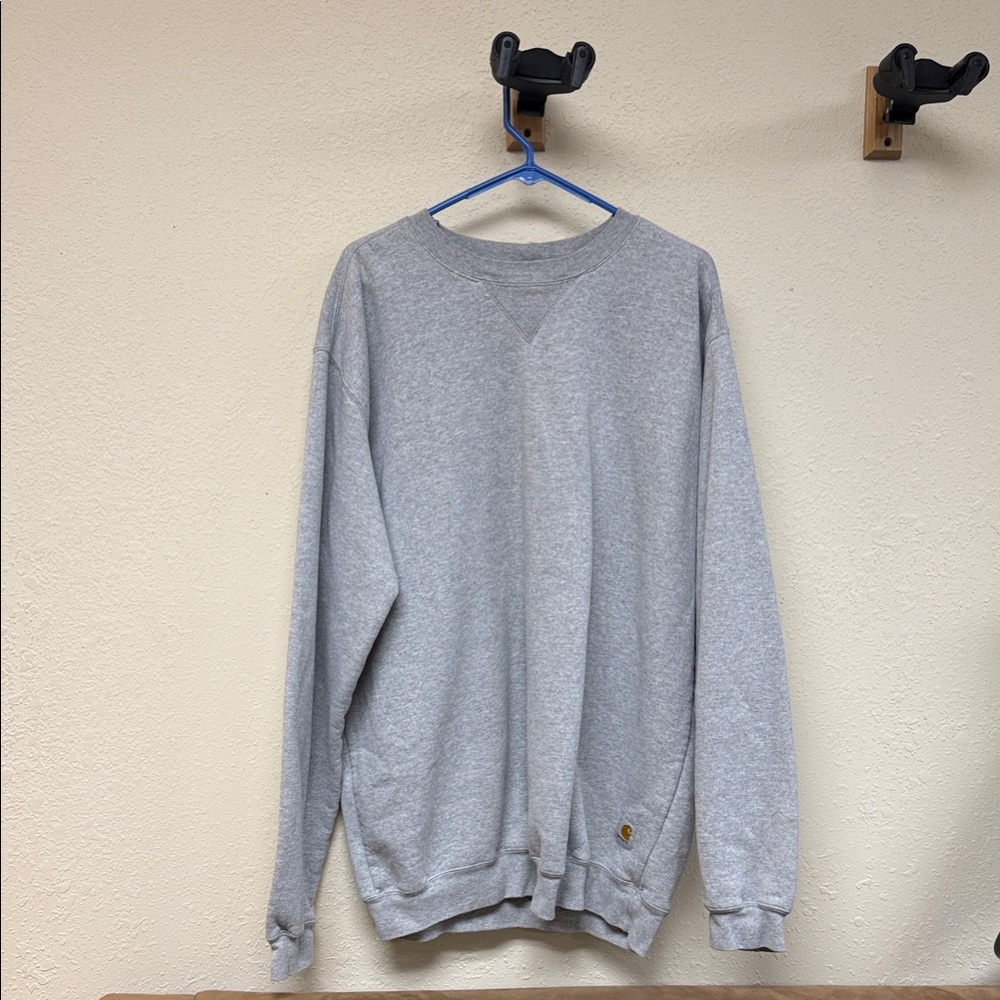 Carhartt Men's Light Gray Crewneck Sweatshirt - LARGE TALL